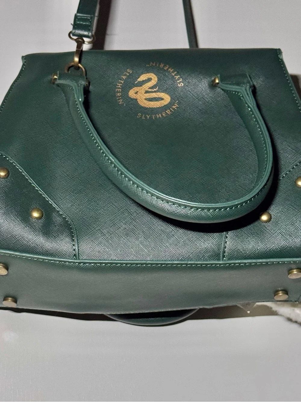 Bioworld Harry Potter Slytherin Hogwarts Green Satchel Bag w/ Plush Owl Charm